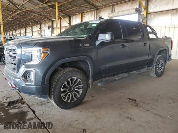 2020 GMC Sierra 1500 AT4 with VIN 3GTU9EET1LG281491, listed as a Copart auction lot 74502344 with 95,814 mi miles and Salvage title. Bid and sale history available at DreamBid. Image 1.