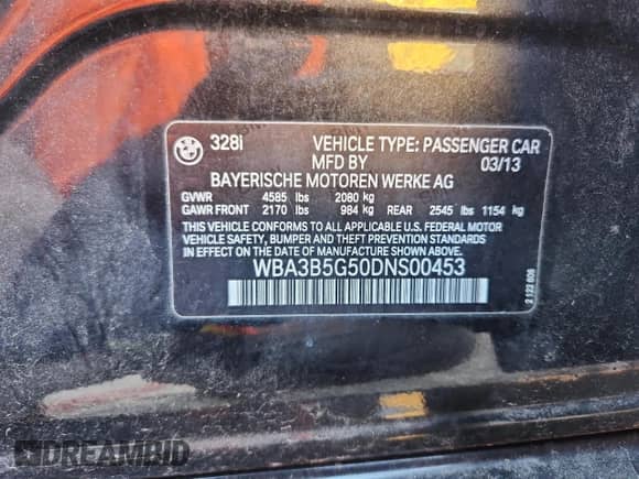 2013 BMW 3 Series 328i xDrive с VIN WBA3B5G50DNS00453, выставлен на аукционе Copart как лот 86473125 с пробегом 95 912 миль миль и Чистый • Clean title. История ставок и продаж доступна на DreamBid. Изображение 12.