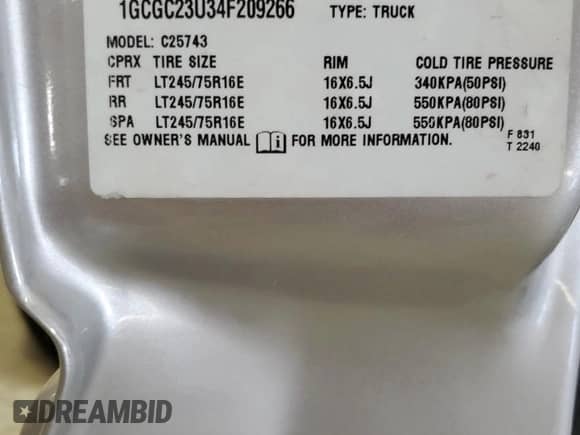 2004 Chevrolet Silverado 2500 LT с VIN 1GCGC23U34F209266, выставлен на аукционе Copart как лот 79919774 с пробегом 198 491 миль миль и Списание • Salvage title. История ставок и продаж доступна на DreamBid. Изображение 13.