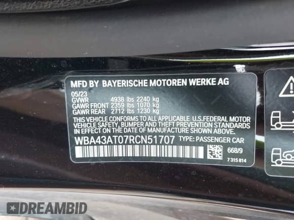 2024 BMW 4 Series 430i xDrive z VIN WBA43AT07RCN51707, wystawiony jako IAAI lot #42981340 z przebiegiem 28 861 mil mil oraz . Historia ofert i sprzedaży dostępna na DreamBid. Obrazek 9.