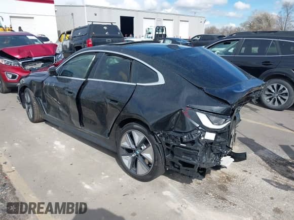 2025 BMW i4 xDrive40 with VIN WBY43HD03SFU60723, listed as a IAAI auction lot 41934522 with 361 mi miles and . Bid and sale history available at DreamBid. Image 3.