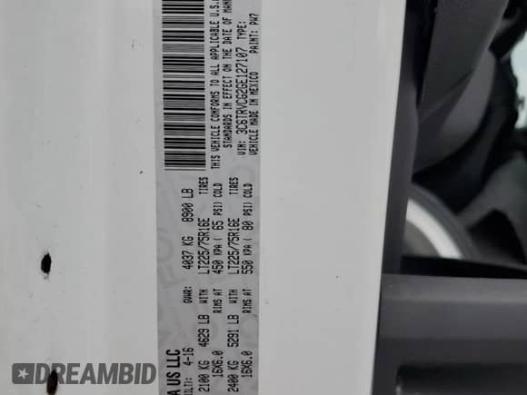 2016 Ram ProMaster Cargo с VIN 3C6TRVCG2GE127107, выставлен на аукционе Copart как лот 50260185 с пробегом 72 594 миль миль и Списание • Salvage title. История ставок и продаж доступна на DreamBid. Изображение 13.