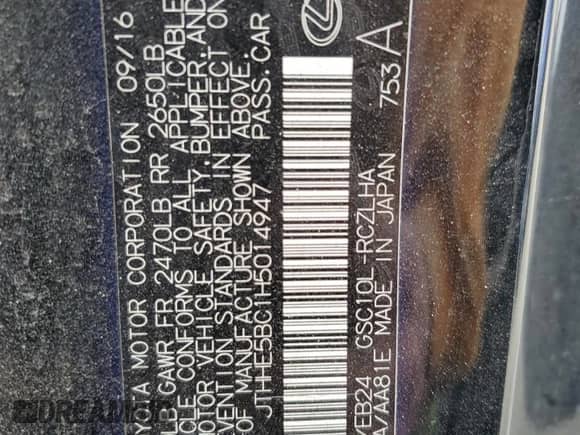 2017 Lexus RC 350 F Sport с VIN JTHHE5BC1H5014947, выставлен на аукционе Copart как лот 85568655 с пробегом 126 814 миль миль и Списание • Salvage title. История ставок и продаж доступна на DreamBid. Изображение 13.