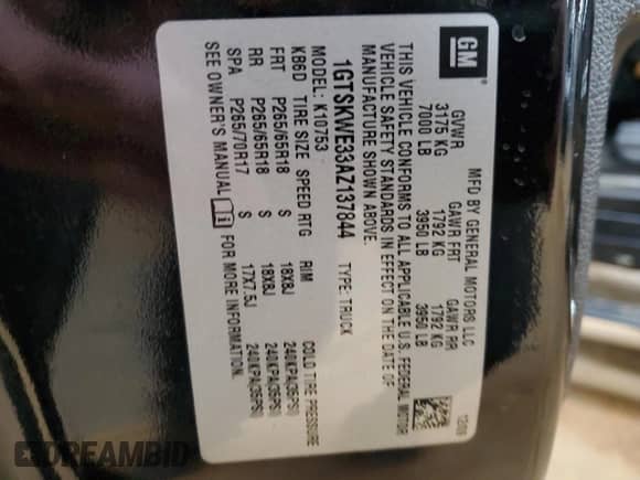 2010 GMC Sierra 1500 SLT z VIN 1GTSKWE33AZ137844, wystawiony jako Copart lot #45020075 z przebiegiem 179 681 mil mil oraz Szkoda całkowita • Salvage title. Historia ofert i sprzedaży dostępna na DreamBid. Obrazek 12.