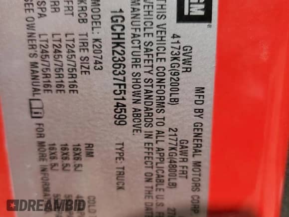 2007 Chevrolet Silverado 2500HD 1LT с VIN 1GCHK23637F514599, выставлен на аукционе Copart как лот 71055395 с пробегом 235 647 миль миль и Списание • Salvage title. История ставок и продаж доступна на DreamBid. Изображение 13.