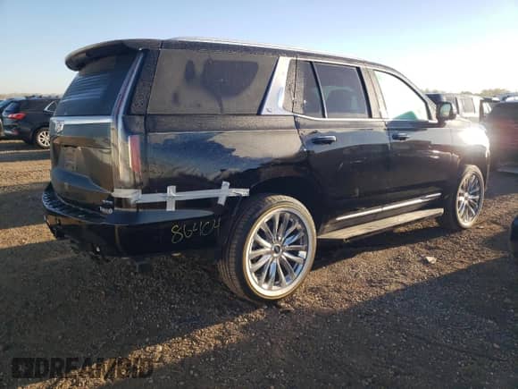 2024 Cadillac Escalade 4WD Premium Luxury with VIN 1GYS4BKL9RR232325, listed as a Copart auction lot 77145544 with 4,677 mi miles and Salvage title. Bid and sale history available at DreamBid. Image 3.