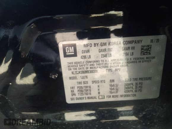 2021 Chevrolet Trax LS с VIN KL7CJKSB0MB300309, выставлен на аукционе IAAI как лот 42662522 с пробегом 40 406 миль миль и . История ставок и продаж доступна на DreamBid. Изображение 9.