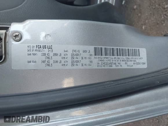 2019 Dodge Grand Caravan GT z VIN 2C4RDGEG1KR671406, wystawiony jako IAAI lot #43370010 z przebiegiem 147 333 mil mil oraz . Historia ofert i sprzedaży dostępna na DreamBid. Obrazek 9.