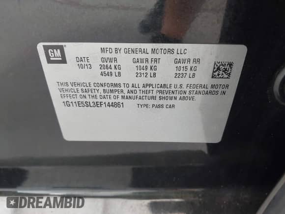 2014 Chevrolet Malibu LT with VIN 1G11E5SL3EF144861, listed as a IAAI auction lot 43474664 with 271,431 mi miles and . Bid and sale history available at DreamBid. Image 9.