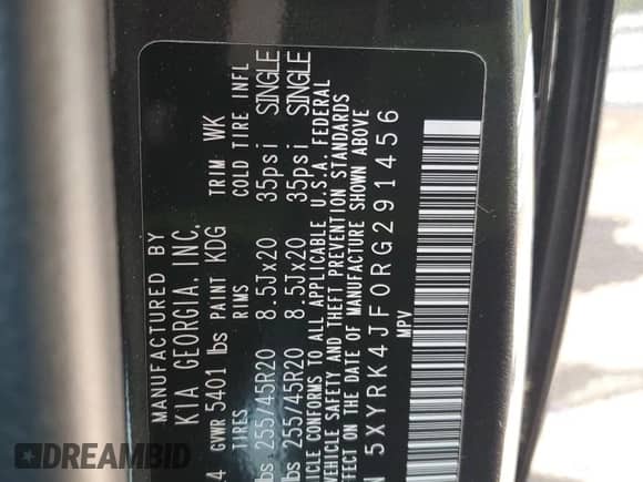 2024 Kia Sorento SX z VIN 5XYRK4JF0RG291456, wystawiony jako Copart lot #52805245 z przebiegiem 4 582 mil mil oraz Szkoda całkowita • Salvage title. Historia ofert i sprzedaży dostępna na DreamBid. Obrazek 15.