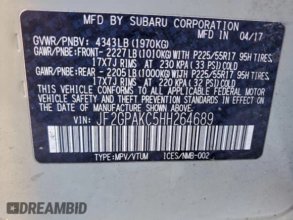 ✅ 2017 Subaru Crosstrek Limited • VIN: JF2GPAKC5HH264689 • Lot: 95542715. Listed on Copart with 143,879 mi. Free auction sales archive from the USA and detailed vehicle history report at DreamBid. Image 12.