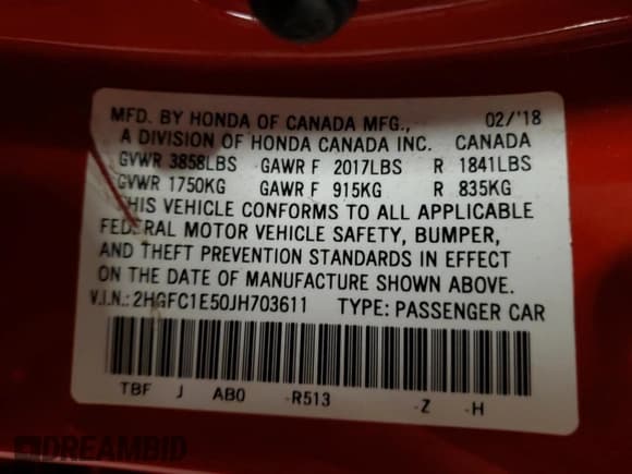 ✅ 2018 Honda Civic Si • VIN: 2HGFC1E50JH703611 • Lot: 80257755. Listed on Copart with 141,969 mi. Free auction sales archive from the USA and detailed vehicle history report at DreamBid. Image 12.