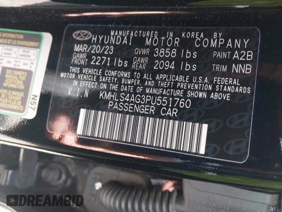 ✅ 2023 Hyundai Elantra SEL • VIN: KMHLS4AG3PU551760 • Lot: 41996095. Listed on IAAI with 36,066 mi. Free auction sales archive from the USA and detailed vehicle history report at DreamBid. Image 9.