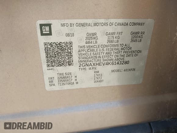 ✅ 2019 Chevrolet Equinox LS • VIN: 2GNAXHEV4K6143280 • Лот: 43460998. Опубликован ранее на IAAI с пробегом 33 178 миль. Бесплатный доступ к архиву аукционных продаж из США и подробный отчёт об истории автомобиля на DreamBid. Изображение 9.