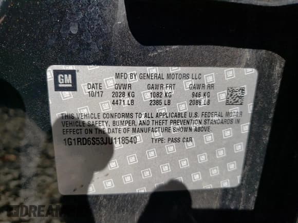 ✅ 2018 Chevrolet Volt Premier • VIN: 1G1RD6S53JU118540 • Lot: 68733474. Wystawiony na Copart z przebiegiem 60 506 mil. Bezpłatny archiwum sprzedaży aukcyjnych z USA i szczegółowy raport historii pojazdu na DreamBid. Zdjęcie 11.