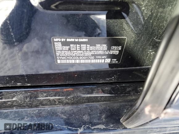 ✅ 2020 BMW X6 M Competition • VIN: 5YMCY0C03L9D01700 • Lot: 43030473. Wystawiony na Copart z przebiegiem 5 546 mil. Bezpłatny archiwum sprzedaży aukcyjnych z USA i szczegółowy raport historii pojazdu na DreamBid. Zdjęcie 12.
