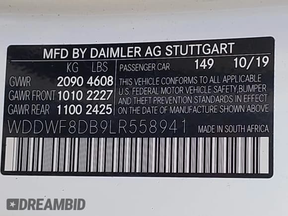 ✅ 2020 Mercedes-Benz C 300 • VIN: WDDWF8DB9LR558941 • Lot: 42706308. Listed on IAAI with 25,486 mi. Free auction sales archive from the USA and detailed vehicle history report at DreamBid. Image 9.