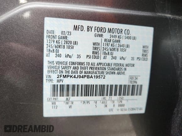 ✅ 2023 Ford Edge SEL • VIN: 2FMPK4J94PBA19572 • Lot: 85575015. Listed on Copart with 16,214 mi. Free auction sales archive from the USA and detailed vehicle history report at DreamBid. Image 13.