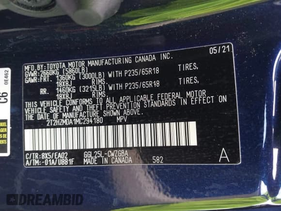 ✅ 2021 Lexus RX 350 • VIN: 2T2HZMDA1MC294180 • Lot: 42803050. Listed on IAAI with 8,670 mi. Free auction sales archive from the USA and detailed vehicle history report at DreamBid. Image 9.
