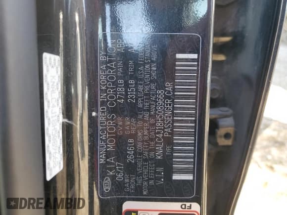 ✅ 2017 Kia Cadenza Premium • VIN: KNALC4J18H5089668 • Lot: 84179445. Listed on Copart with 100,629 mi. Free auction sales archive from the USA and detailed vehicle history report at DreamBid. Image 12.