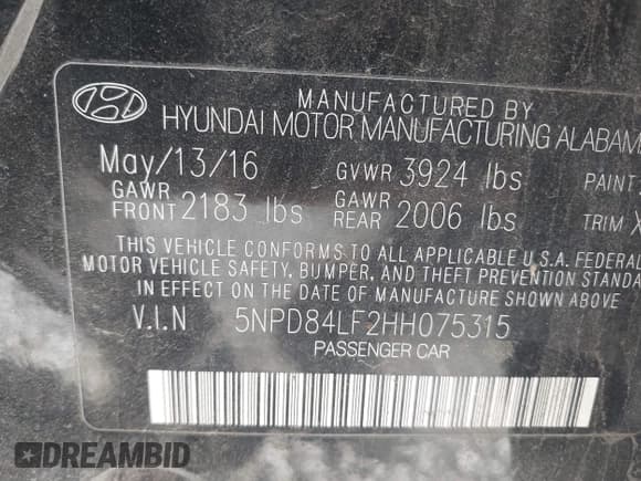 ✅ 2017 Hyundai Elantra Value Edition • VIN: 5NPD84LF2HH075315 • Lot: 43693492. Listed on IAAI with 115,217 mi. Free auction sales archive from the USA and detailed vehicle history report at DreamBid. Image 9.