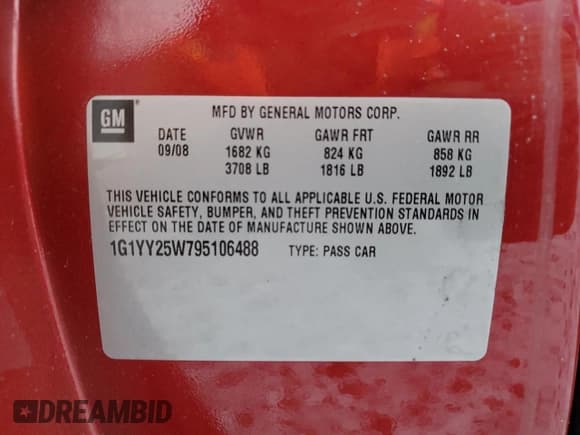 ✅ 2009 Chevrolet Corvette 1LT • VIN: 1G1YY25W795106488 • Lot: 42755275. Listed on Copart with 8,593 mi. Free auction sales archive from the USA and detailed vehicle history report at DreamBid. Image 12.