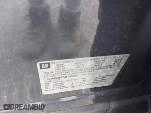 ✅ 2018 Chevrolet Equinox LT • VIN: 3GNAXJEV6JS568264 • Lot: 42275774. Listed on IAAI with 128,857 mi. Free auction sales archive from the USA and detailed vehicle history report at DreamBid. Image 9.