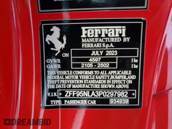 ✅ 2023 Ferrari SF90 • VIN: ZFF95NLA3P0297982 • Lot: 64609845. Wystawiony na Copart z przebiegiem 1 248 mil. Bezpłatny archiwum sprzedaży aukcyjnych z USA i szczegółowy raport historii pojazdu na DreamBid. Zdjęcie 13.