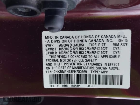 ✅ 2015 Honda CR-V EX • VIN: 2HKRM4H53FH700769 • Лот: 43679109. Опубликован ранее на IAAI с пробегом 142 942 миль. Бесплатный доступ к архиву аукционных продаж из США и подробный отчёт об истории автомобиля на DreamBid. Изображение 9.