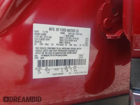 2023 Ford Explorer Limited z VIN 1FMSK7FH7PGA23295, wystawiony jako Copart lot #68163815 z przebiegiem 19 001 mil mil oraz Szkoda całkowita • Salvage title. Historia ofert i sprzedaży dostępna na DreamBid. Obrazek 14.