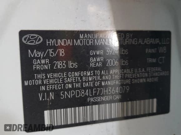 ✅ 2018 Hyundai Elantra Limited • VIN: 5NPD84LF7JH364079 • Lot: 91444665. Listed on Copart with 90,041 mi. Free auction sales archive from the USA and detailed vehicle history report at DreamBid. Image 12.