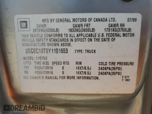 ✅ 2000 Chevrolet Silverado 1500 LT • VIN: 2GCEC19T0Y1101653 • Лот: 81598455. Опубликован ранее на Copart с пробегом 382 079 миль. Бесплатный доступ к архиву аукционных продаж из США и подробный отчёт об истории автомобиля на DreamBid. Изображение 12.