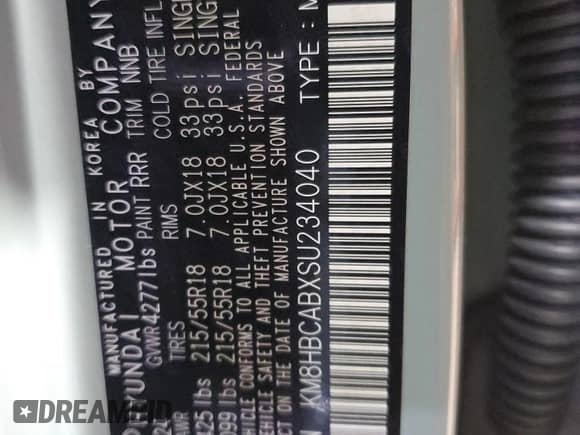 2025 Hyundai Kona SEL with VIN KM8HBCABXSU234040, listed as a Copart auction lot 43825495 with 2,340 mi miles and Clean title. Bid and sale history available at DreamBid. Image 12.