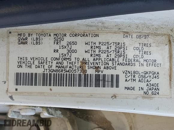 ✅ 1998 Toyota 4Runner SR5 • VIN: JT3GN86R5W0057330 • Lot: 41970134. Wystawiony na IAAI z przebiegiem 252 753 mil. Bezpłatny archiwum sprzedaży aukcyjnych z USA i szczegółowy raport historii pojazdu na DreamBid. Zdjęcie 9.