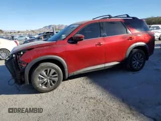 2023 Nissan Pathfinder SV with VIN 5N1DR3BA8PC256051, listed as a Copart auction lot 85950184 with 22,025 mi miles and Salvage title. Bid and sale history available at DreamBid. Image 1.