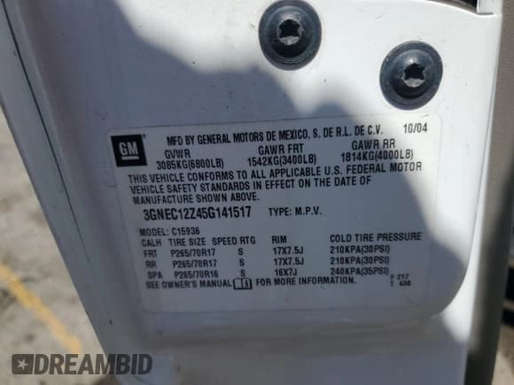 ✅ 2005 Chevrolet Avalanche Z66 • VIN: 3GNEC12Z45G141517 • Lot: 50164185. Listed on Copart with 267,047 mi. Free auction sales archive from the USA and detailed vehicle history report at DreamBid. Image 12.