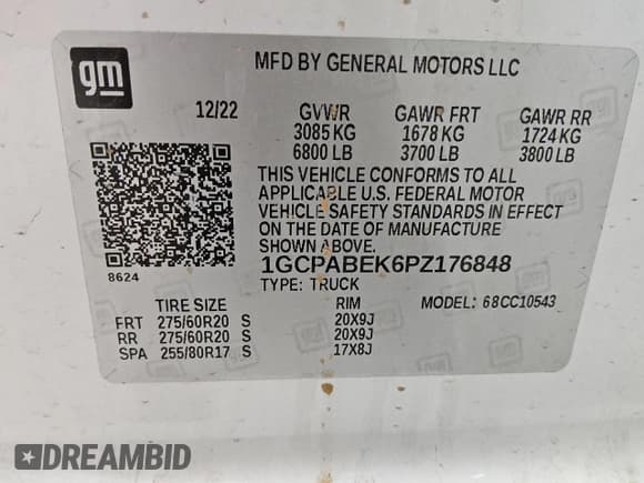 ✅ 2023 Chevrolet Silverado 1500 Custom • VIN: 1GCPABEK6PZ176848 • Lot: 70804605. Listed on Copart with 83,660 mi. Free auction sales archive from the USA and detailed vehicle history report at DreamBid. Image 12.