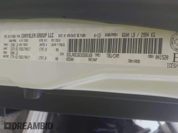 ✅ 2013 Ram 1500 SLT • VIN: 3C6JR6EG6DG569169 • Lot: 43406352. Wystawiony na IAAI z przebiegiem 100 367 mil. Bezpłatny archiwum sprzedaży aukcyjnych z USA i szczegółowy raport historii pojazdu na DreamBid. Zdjęcie 9.