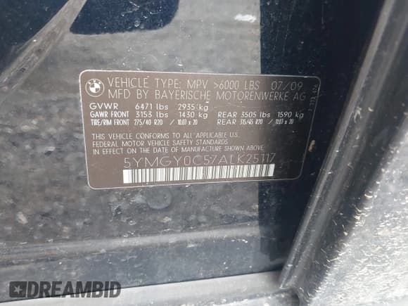 ✅ 2010 BMW X5 M • VIN: 5YMGY0C57ALK25117 • Lot: 42730712. Listed on IAAI with 165,366 mi. Free auction sales archive from the USA and detailed vehicle history report at DreamBid. Image 9.