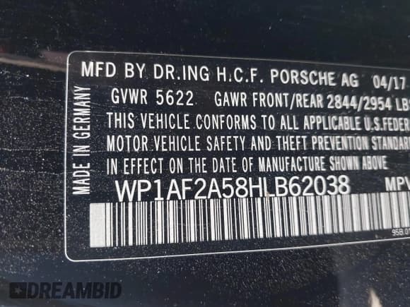 ✅ 2017 Porsche Macan Turbo • VIN: WP1AF2A58HLB62038 • Лот: 41409111. Опубликован ранее на IAAI с пробегом 65 915 миль. Бесплатный доступ к архиву аукционных продаж из США и подробный отчёт об истории автомобиля на DreamBid. Изображение 9.