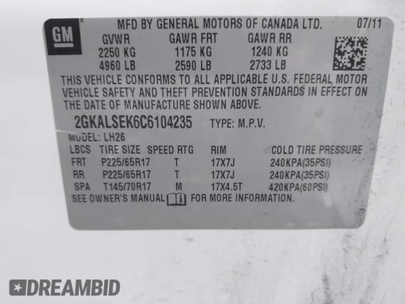 ✅ 2012 GMC Terrain SLE-2 • VIN: 2GKALSEK6C6104235 • Lot: 42481716. Listed on IAAI with 140,393 mi. Free auction sales archive from the USA and detailed vehicle history report at DreamBid. Image 9.