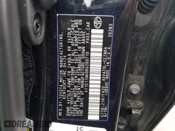 ✅ 2024 Toyota Camry LE • VIN: 4T1C11AK0RU260710 • Лот: 90638435. Опубликован ранее на Copart с пробегом 39 793 миль. Бесплатный доступ к архиву аукционных продаж из США и подробный отчёт об истории автомобиля на DreamBid. Изображение 13.