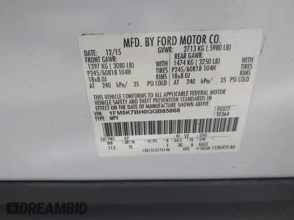 ✅ 2016 Ford Explorer • VIN: 1FM5K7BH0GGB85868 • Lot: 42529398. Wystawiony na IAAI z przebiegiem 86 232 mil. Bezpłatny archiwum sprzedaży aukcyjnych z USA i szczegółowy raport historii pojazdu na DreamBid. Zdjęcie 9.