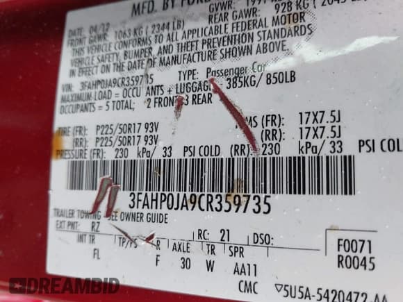 ✅ 2012 Ford Fusion SEL • VIN: 3FAHP0JA9CR359735 • Lot: 43542453. Wystawiony na IAAI z przebiegiem 108 529 mil. Bezpłatny archiwum sprzedaży aukcyjnych z USA i szczegółowy raport historii pojazdu na DreamBid. Zdjęcie 9.