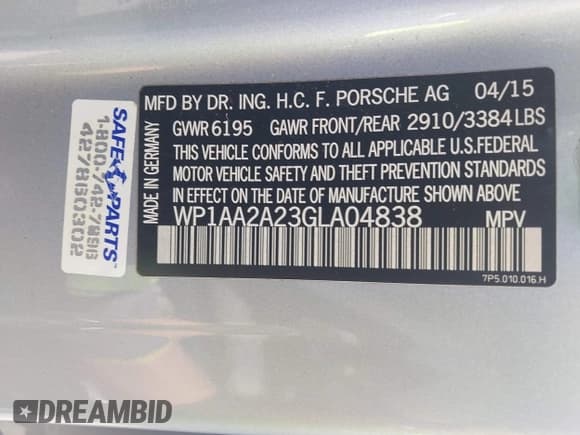 ✅ 2016 Porsche Cayenne • VIN: WP1AA2A23GLA04838 • Лот: 42966808. Опубликован ранее на IAAI с пробегом 162 171 миль. Бесплатный доступ к архиву аукционных продаж из США и подробный отчёт об истории автомобиля на DreamBid. Изображение 9.