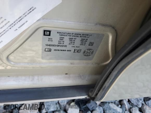 ✅ 2013 Buick LaCrosse • VIN: 1G4G55E31DF233125 • Lot: 55670155. Wystawiony na Copart z przebiegiem 127 204 mil. Bezpłatny archiwum sprzedaży aukcyjnych z USA i szczegółowy raport historii pojazdu na DreamBid. Zdjęcie 12.