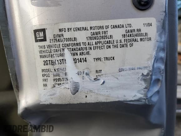 ✅ 2005 GMC Sierra 1500 SLT • VIN: 2GTEK13T151201414 • Лот: 89488525. Опубликован ранее на Copart с пробегом 325 533 миль. Бесплатный доступ к архиву аукционных продаж из США и подробный отчёт об истории автомобиля на DreamBid. Изображение 12.