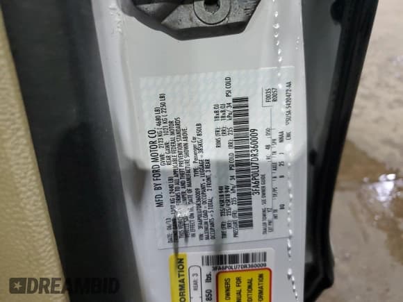 ✅ 2013 Ford Fusion SE Hybrid • VIN: 3FA6P0LU7DR360009 • Lot: 92398755. Listed on Copart with 127,902 mi. Free auction sales archive from the USA and detailed vehicle history report at DreamBid. Image 12.