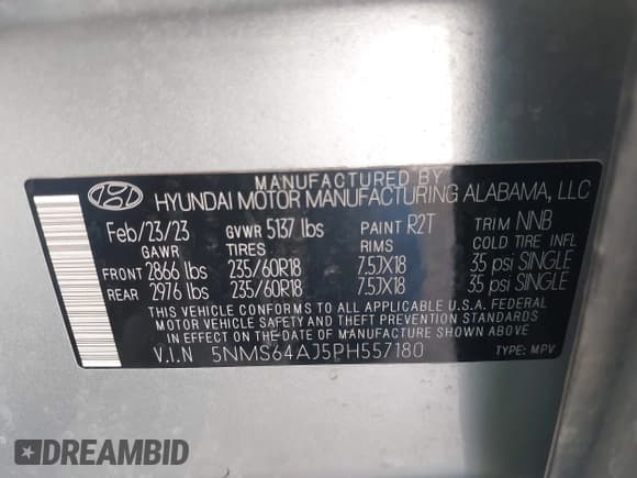 ✅ 2023 Hyundai Santa Fe XRT • VIN: 5NMS64AJ5PH557180 • Lot: 43153564. Wystawiony na IAAI z przebiegiem 61 287 mil. Bezpłatny archiwum sprzedaży aukcyjnych z USA i szczegółowy raport historii pojazdu na DreamBid. Zdjęcie 9.