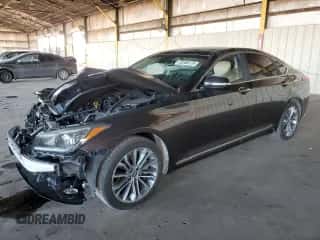 2015 Hyundai Genesis 3.8L z VIN KMHGN4JE8FU089590, wystawiony jako Copart lot #83260124 z przebiegiem 82 182 mil mil oraz Szkoda całkowita • Salvage title. Historia ofert i sprzedaży dostępna na DreamBid. Obrazek 1.